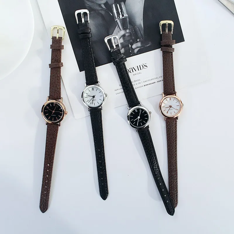 Korean version of the trend simple personality retro Harajuku style student men and women quartz belt lovers watch