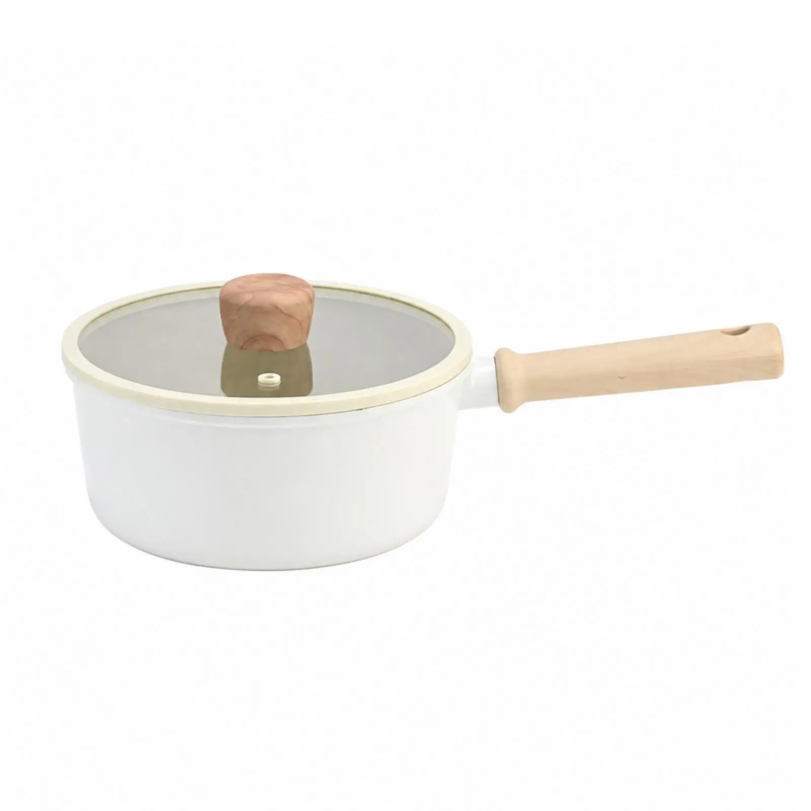 Saucepan with Wood-Look Handle Easy to Clean Nonstick Saucepan Space-Saving Cooking Pot for Home Cooks, Families, Simmering,