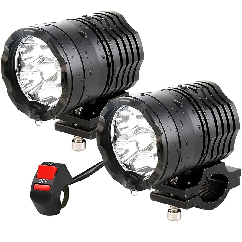 

2Pcs Auxiliary Motorcycle Headlights Spotlights Additional 60W LED Lamp 12V -80V Bicycle Car Motorbike Driving Fog Lights IP67