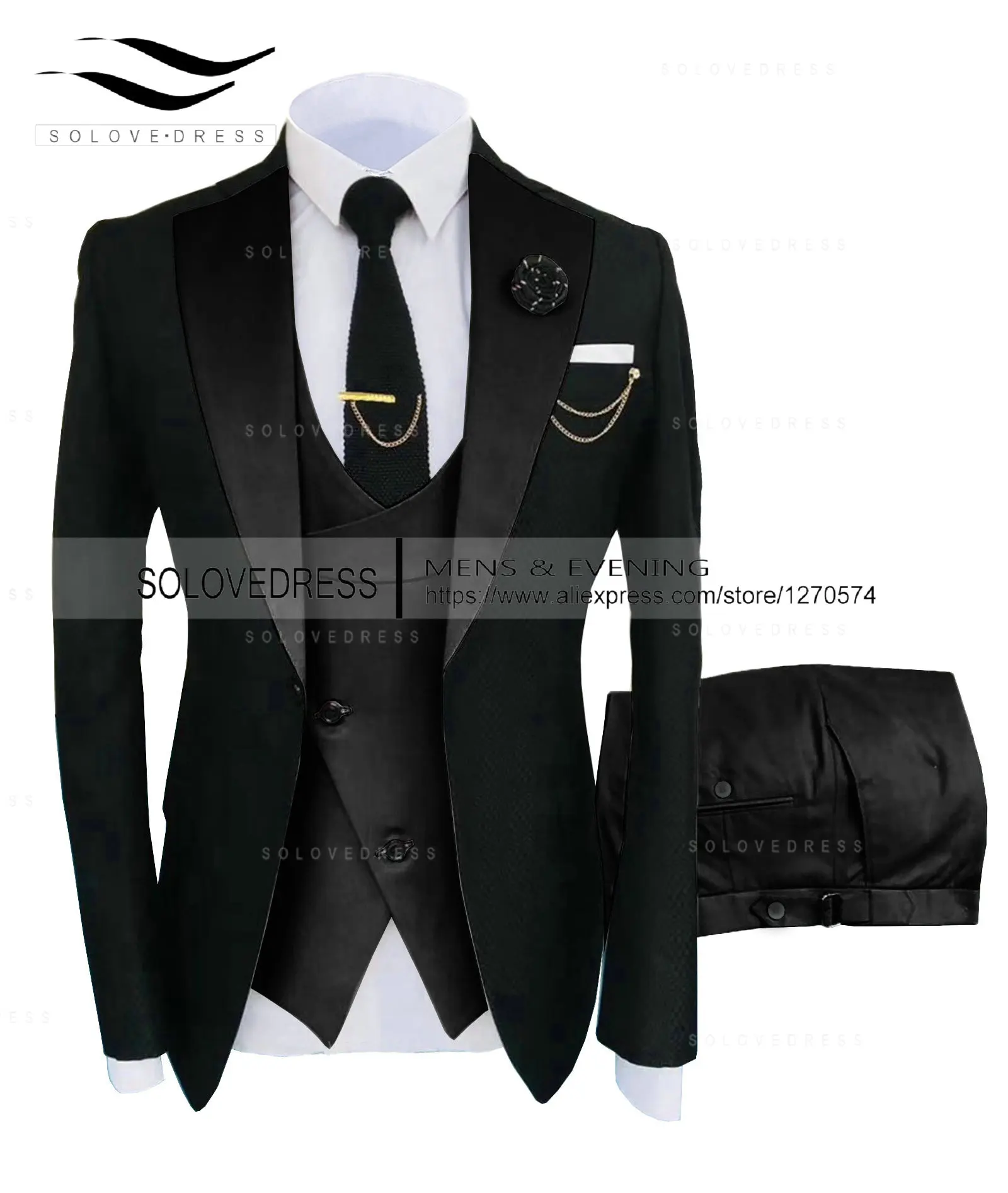 Wedding Suits Men Formal 3 Pieces Tuxedos Slim Fit Business Beige Suits Groom Champagne Tuxedos  Suit (Blazer+Pants+Vest)