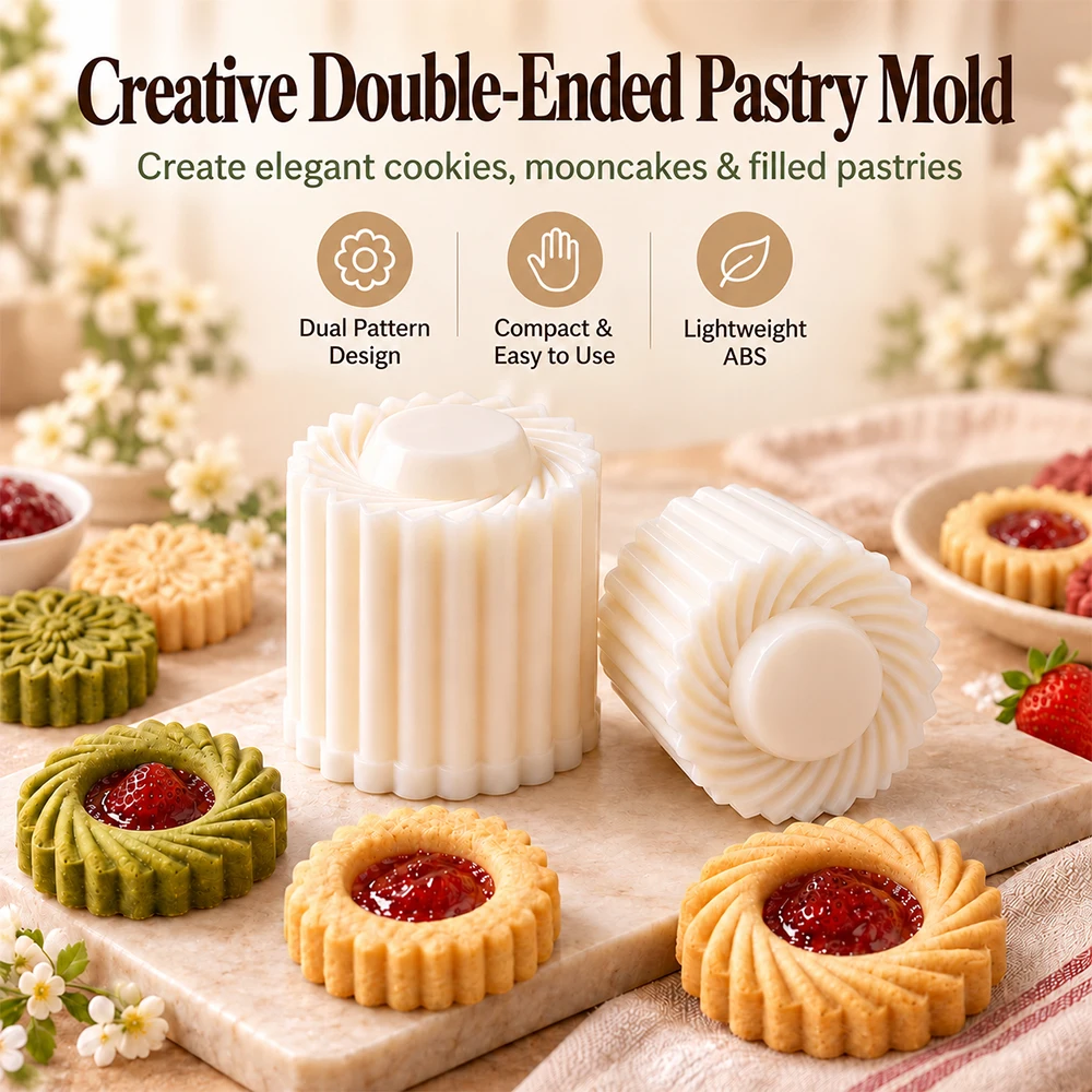 1/2/3 PCS Creative Double-Ended Pastry Mold, 2-in-1 Double-Sided Pastry Mold, Household DIY Hand-Press Mooncake Mold for Baking