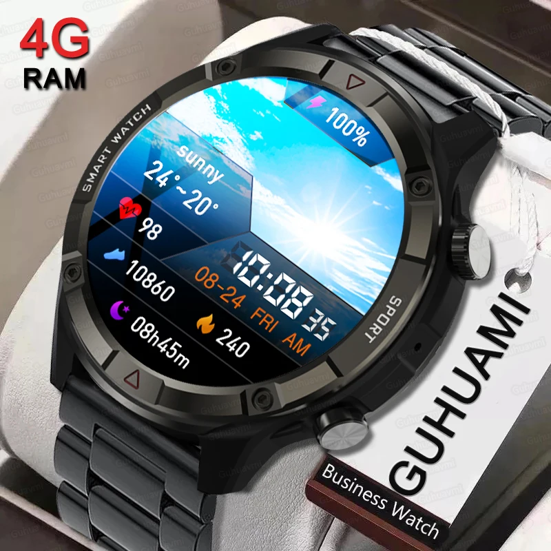 2024 New 454*454 Screen Smart Watch Men Always Display The Time Bluetooth Call 4G RAM Local Music Smartwatch Link TWS Earphones