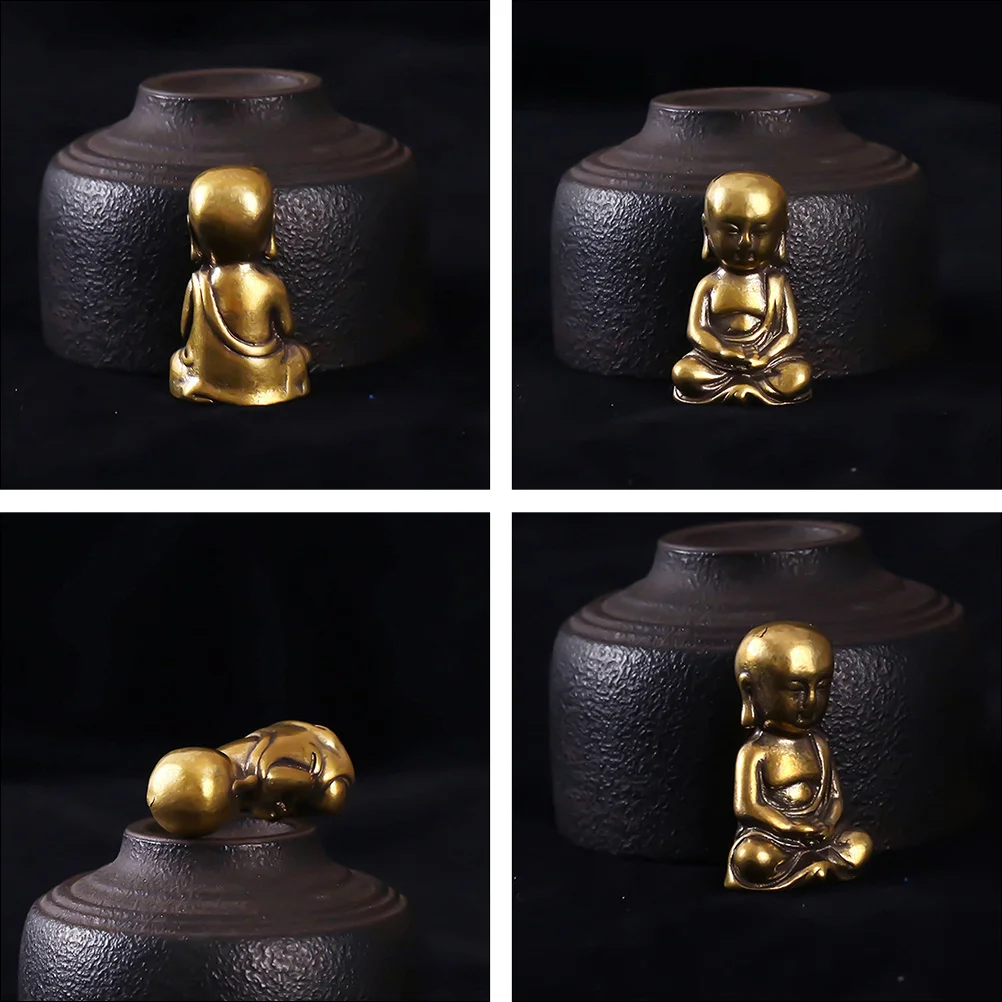 

2pcs Retro Buddha Statue Decor Brass Small Buddha Adornment Vintage Mini Ornament Desktop Crafts Decor Home Office Gift