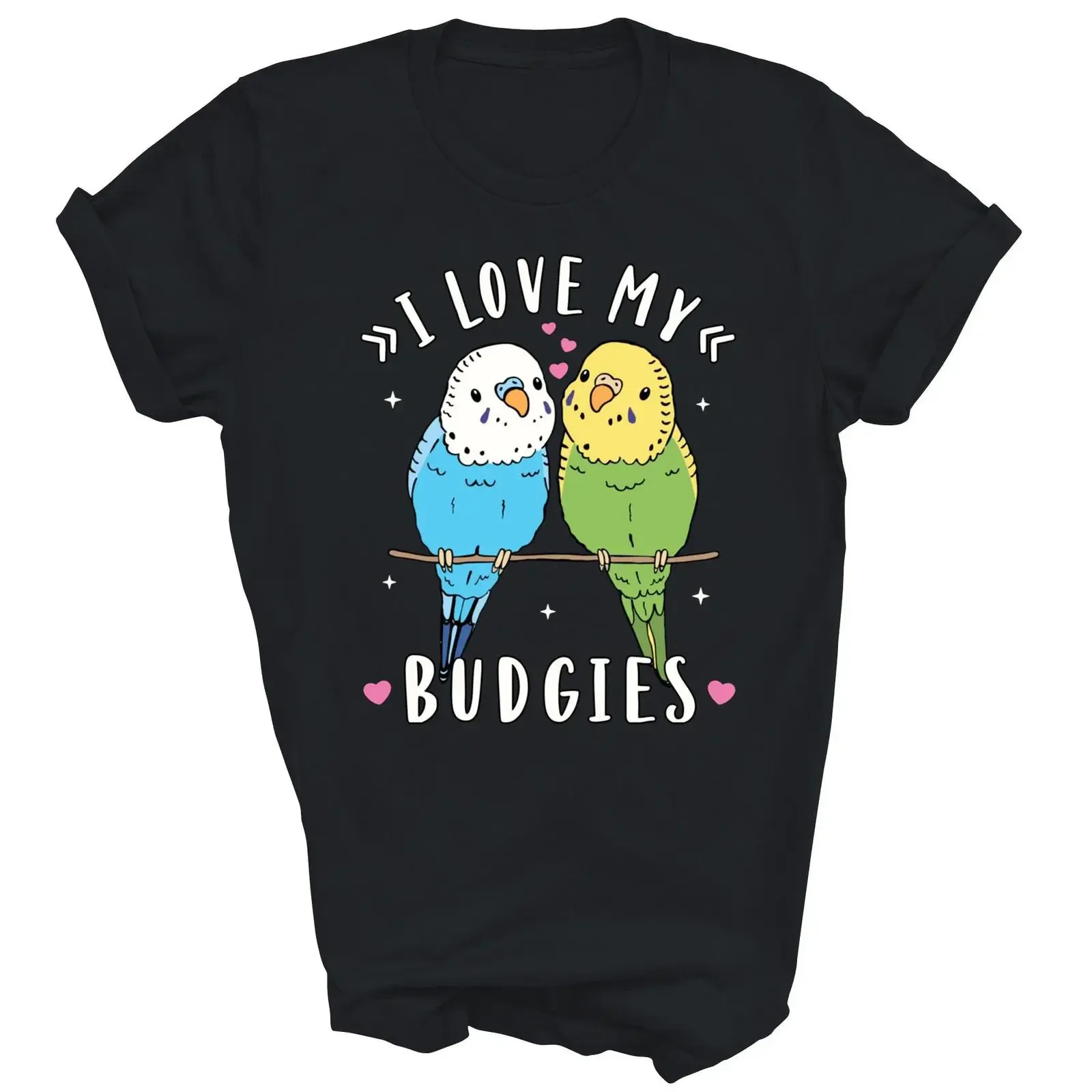 I Love My Budgies Parakeet Bird T Shirt  vintage Washed Top For Everyday Wear Casual Comfortable Unisex Stretched Soft Stylish