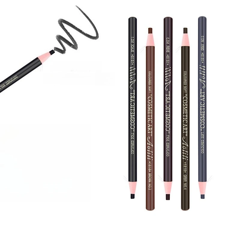 Crayon à sourcils dessiné en fil, imperméable et sans bavures, noyau dur en bois véritable, poudre à sourcils pour maquilleurs, vente en gros