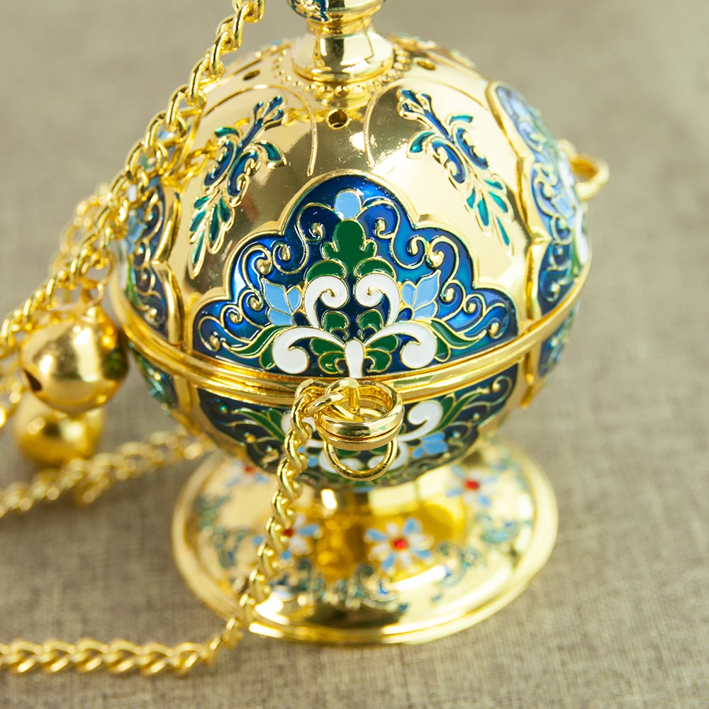 HTISOK Neues 2026 Orthodoxes Hängendes Räuchergefäß Kirchen-Hängereiniger aus Zinklegierung Religiöses Räuchergefäß für Taufe, Hochzeit, Tägliches Gebet, Geschenkbox – Detail 2