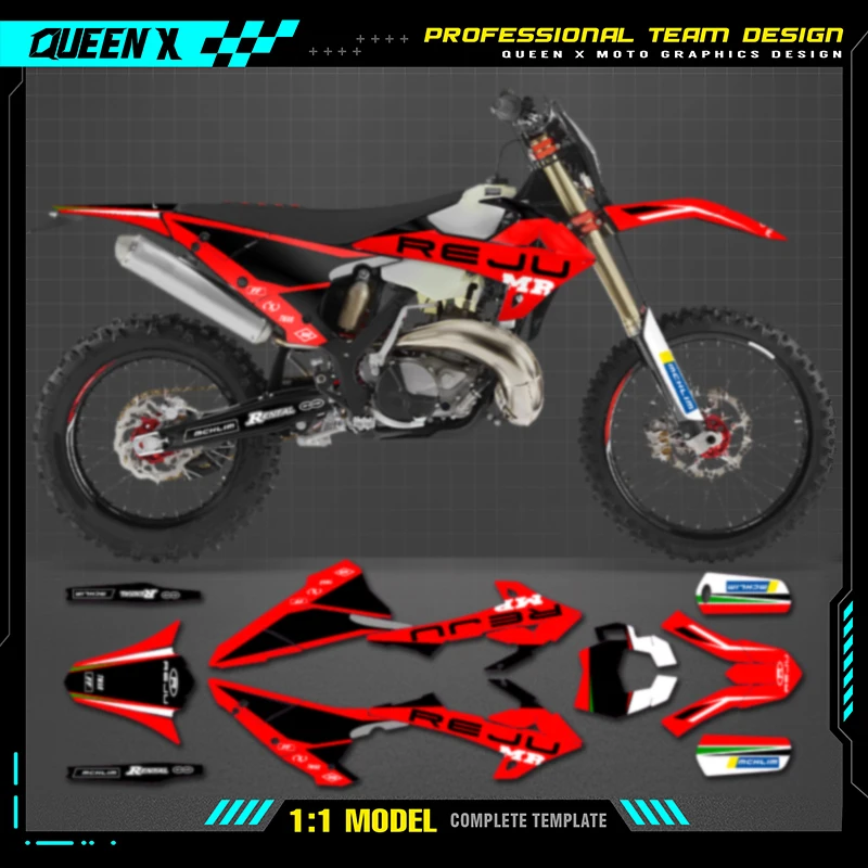 Queen X MOTOR Custom Team Graphics Backgrounds Decals  Stickers Kit For GASGAS GAS GAS Rieju 004