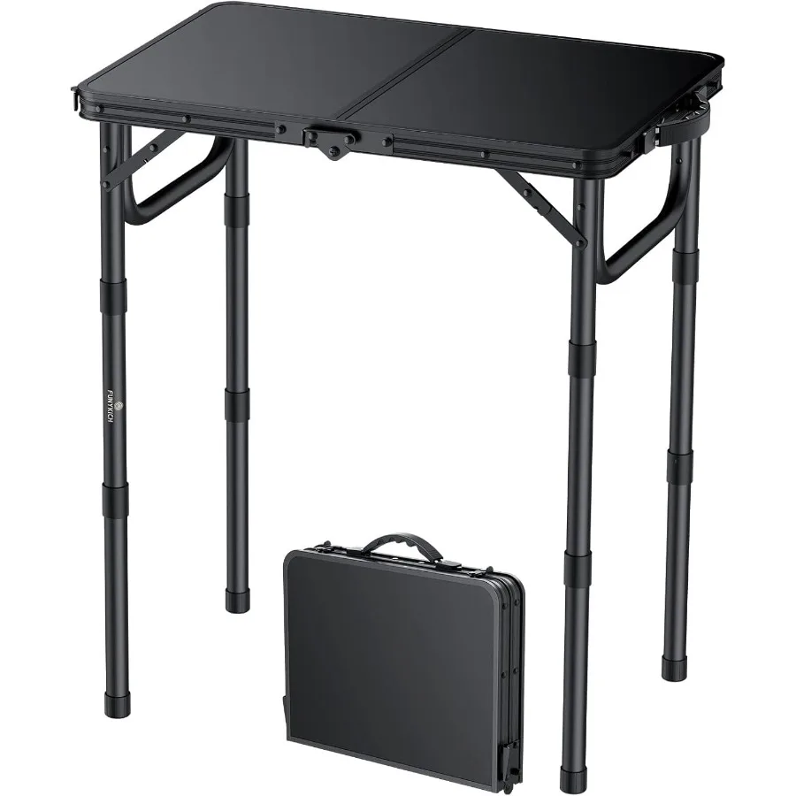 2ft Small Folding Camping Table with Adjustable Height 22.8'' L x 15.7'' W Lightweight Aluminum Outdoor Picnic Table with Carry