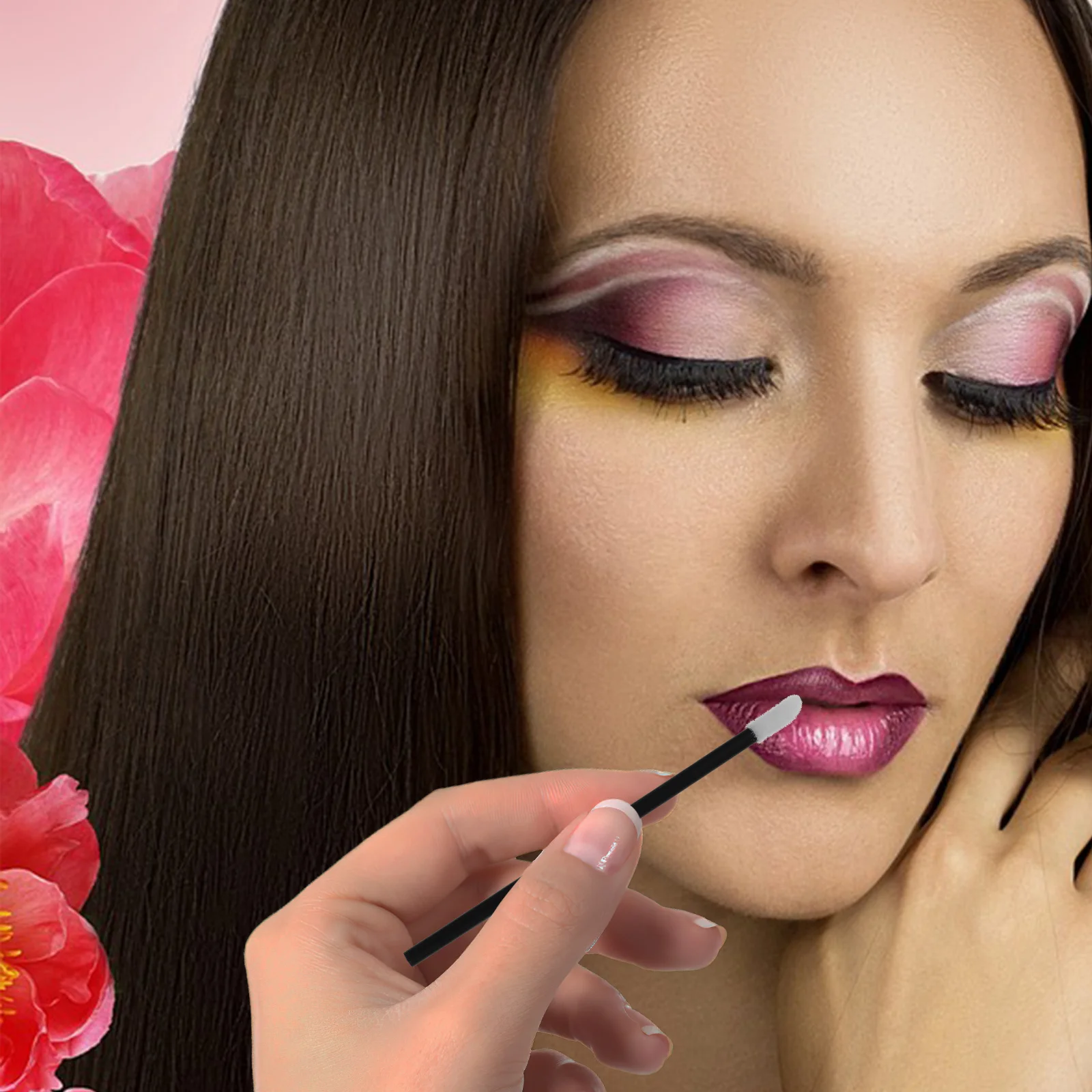 200 個メイクアップ使い捨てリップブラシ口紅用ミニリップアプリケーターポータブル美容口紅ブラシメイクアップ使い捨て