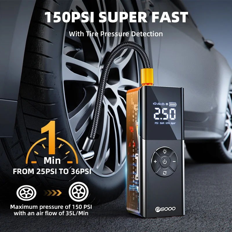 Portable Air Pump With LED Digital Display Inflation Pump Intelligent Digital Tire Inflator For Cars Motorcycles Bicycles Balls