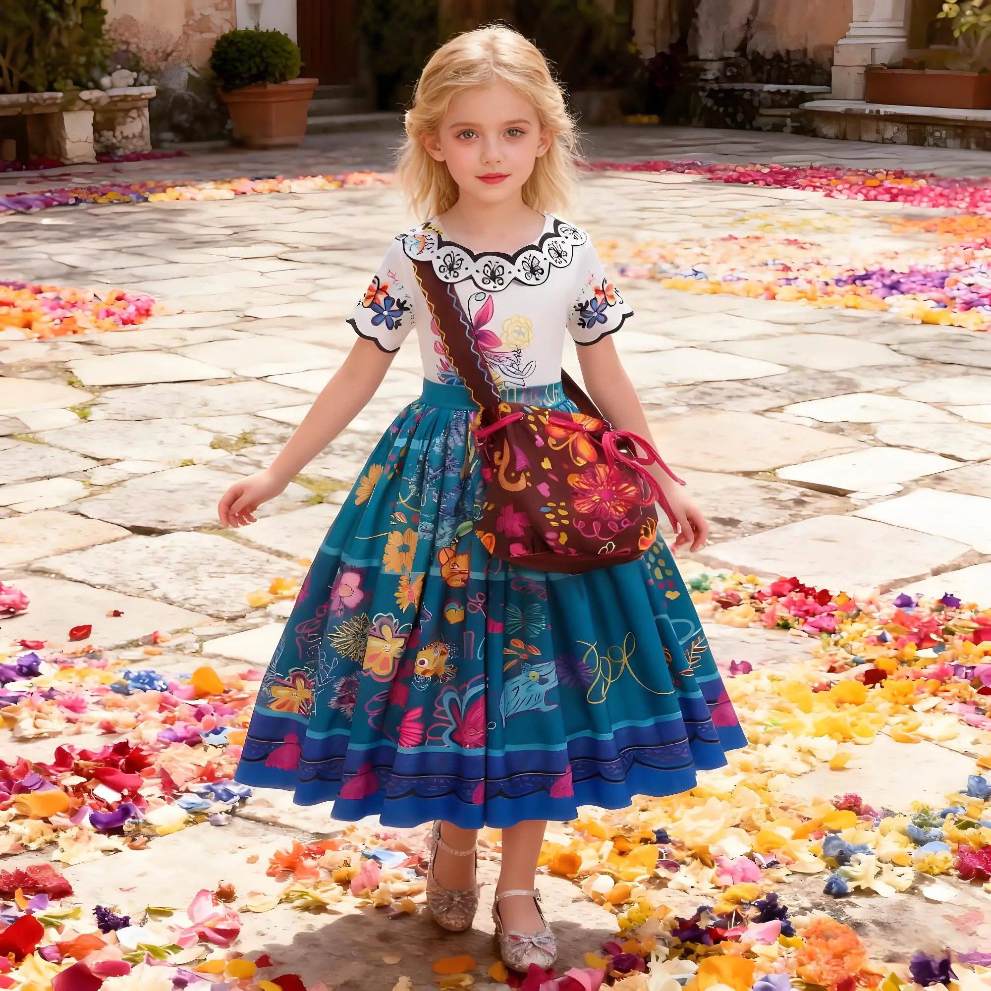 الفتيات الأميرة زي الأطفال Encanto هالوين سوينغ متوهج ملابس الاطفال المطبوعة ميرابيل الكرتون الخيال تأثيري فستان 2-10Y