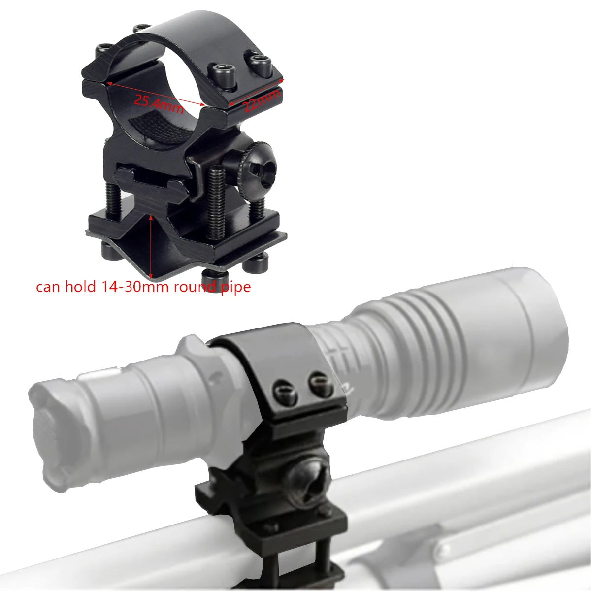 Tactical Universal Flashlight Mount for 20mm Rail&Tube 24-27mm Flashlights Tube Clip 25.4 Torch Bracket Scope Barrels Mount