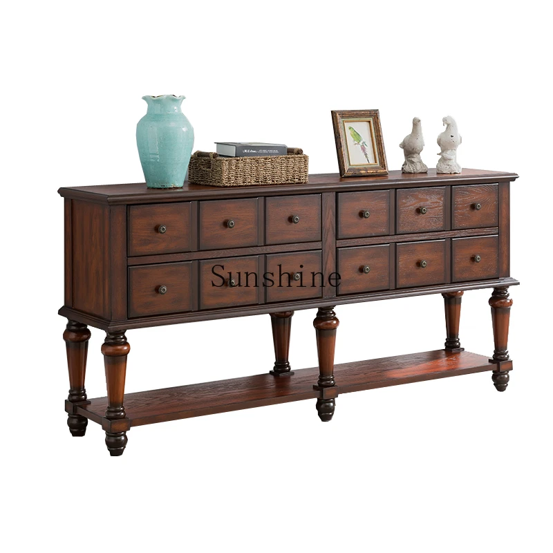 style entrance table solid wood, rural side cabinet side table, painted ash end view table