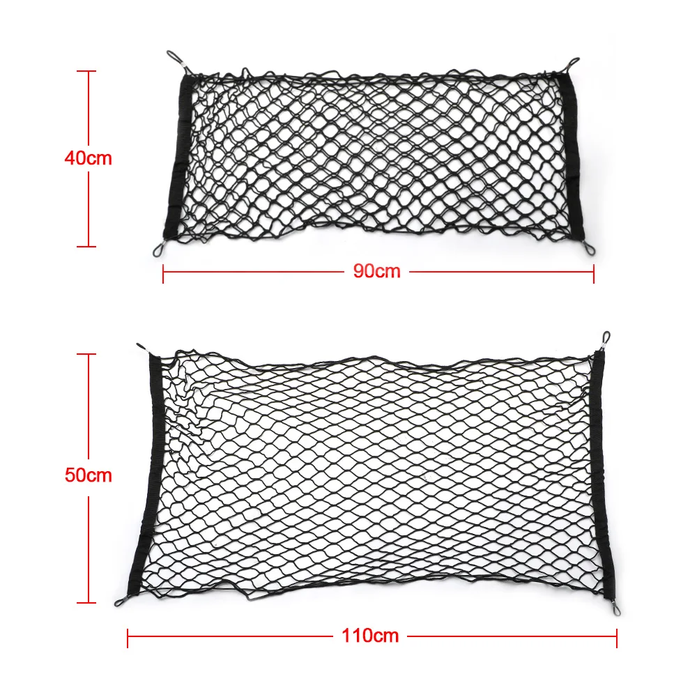 Filet de rangement universel pour moto, 90x4 0cm/110x50cm, sac pour coffre de voiture, support de filets pour bagages, maille élastique en Nylon, accessoires de voiture
