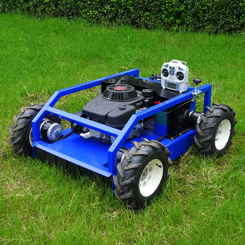تخصيص الذكية التحكم عن بعد جزازة العشب ذات العجلات تصميم جديد 9 HP روبوت آلة قطع العشب روبوت التحكم عن بعد الصناعي #4