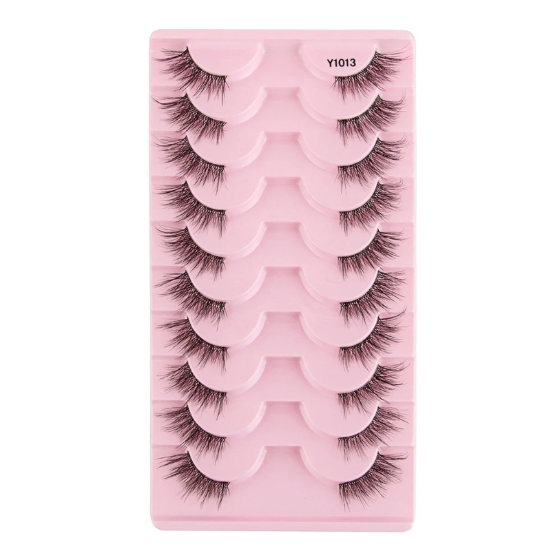 10 Pairs Half Lashes with Clear Band Wispy Eyelashes Natural Look 3D Lashes Short Eye Lash Fake Eyelashes Drop Shipping