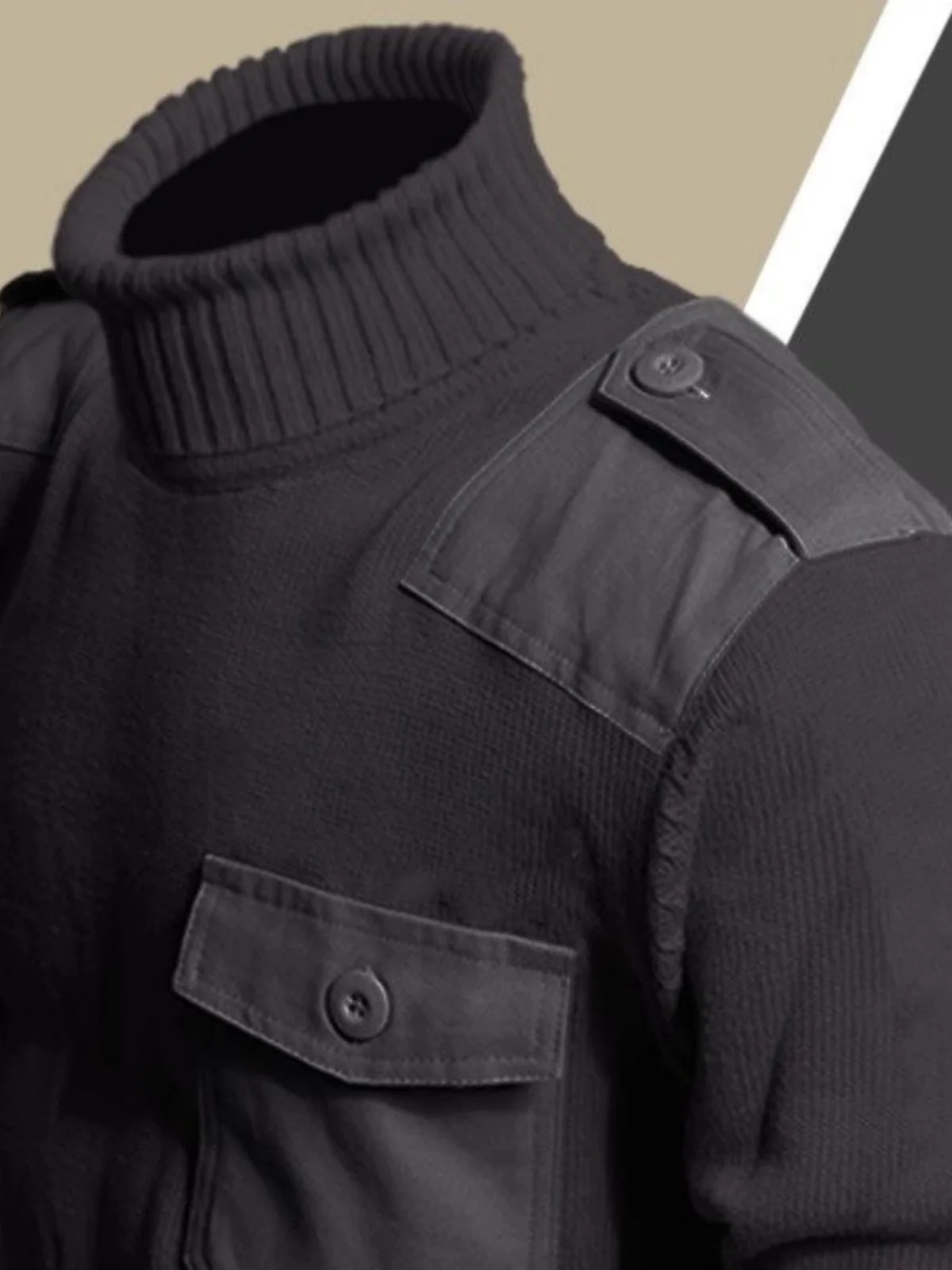 سترة رجالية محبوكة بأكمام طويلة وياقة عالية، فضفاضة ودافئة، قميص أساسي عصري للخريف والشتاء، إصدار جديد #4