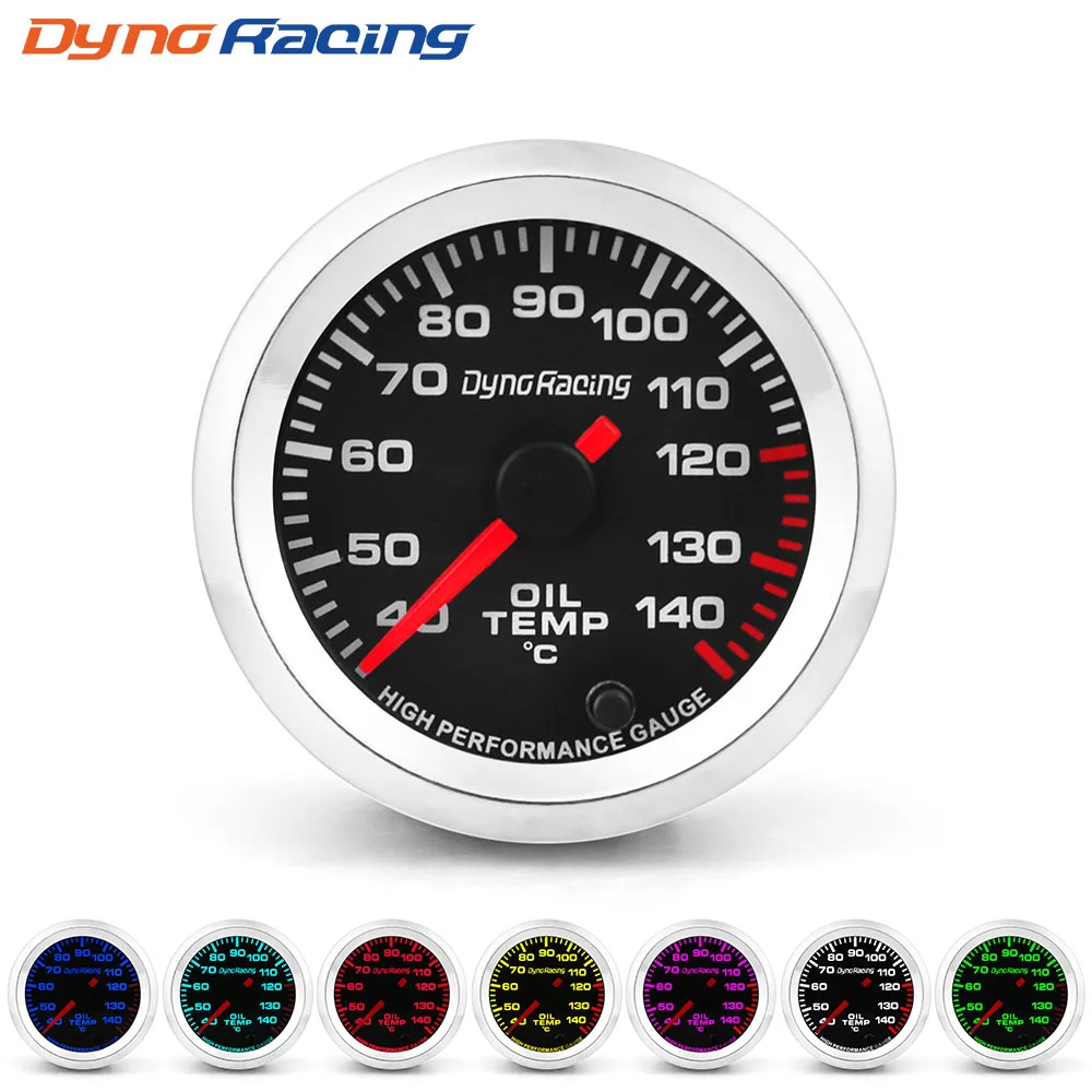 Dynoracing 2'' 52mm 12V Oil Temp Gauge Celsius 7 Colors Pointer Oil temperature meter With Stepper Motor