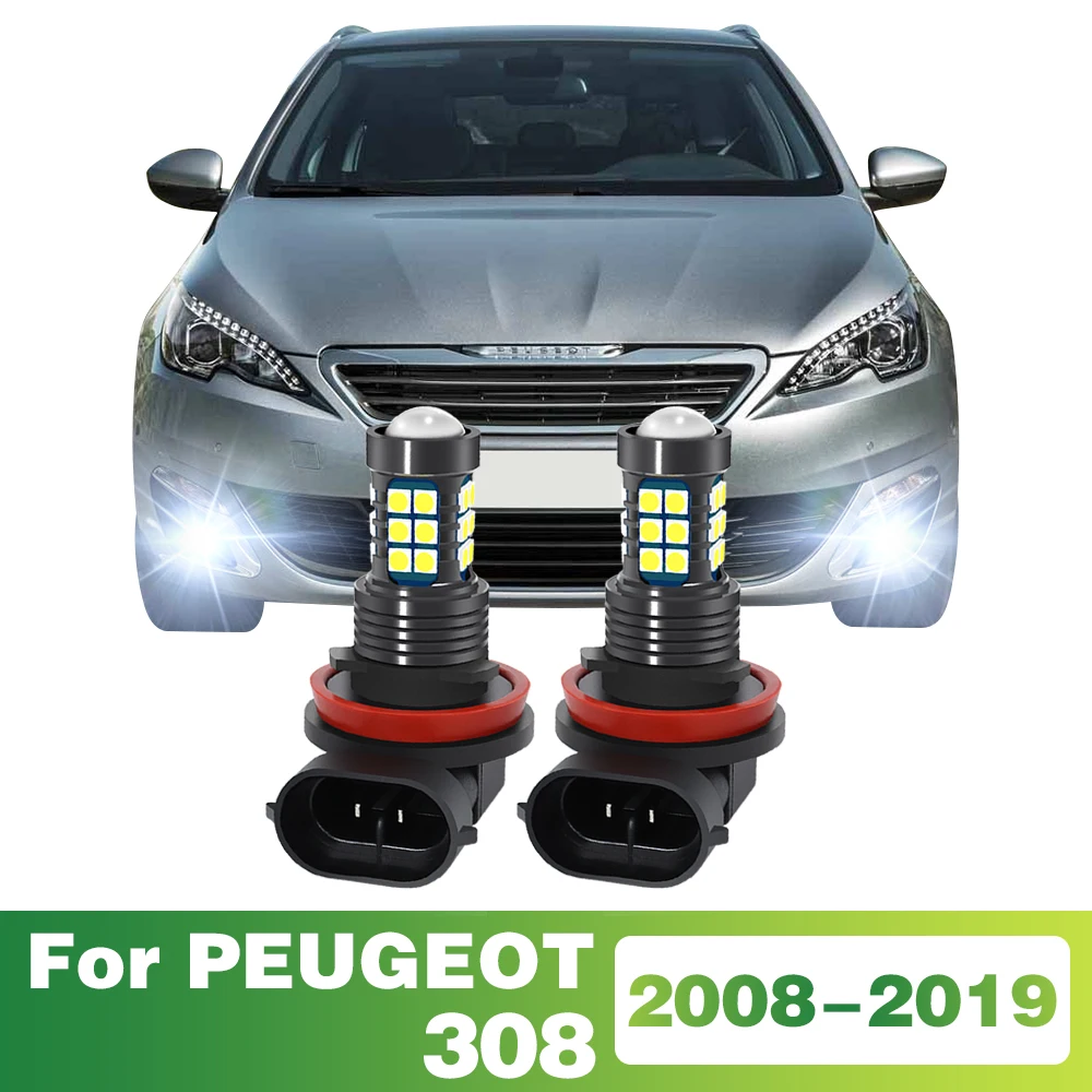 

2 шт. светодиодные лампы автомобиля передние противотуманные фары для PEUGEOT 308 2008 2009 2010 2011 2012 2013 2014 2015 2016 2017 2018 2019 аксессуары