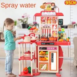 Spray 95cm Children's Play House Kitchen Toy Set Girl Baby Cooking Boy Simulation Kitchen Utensils