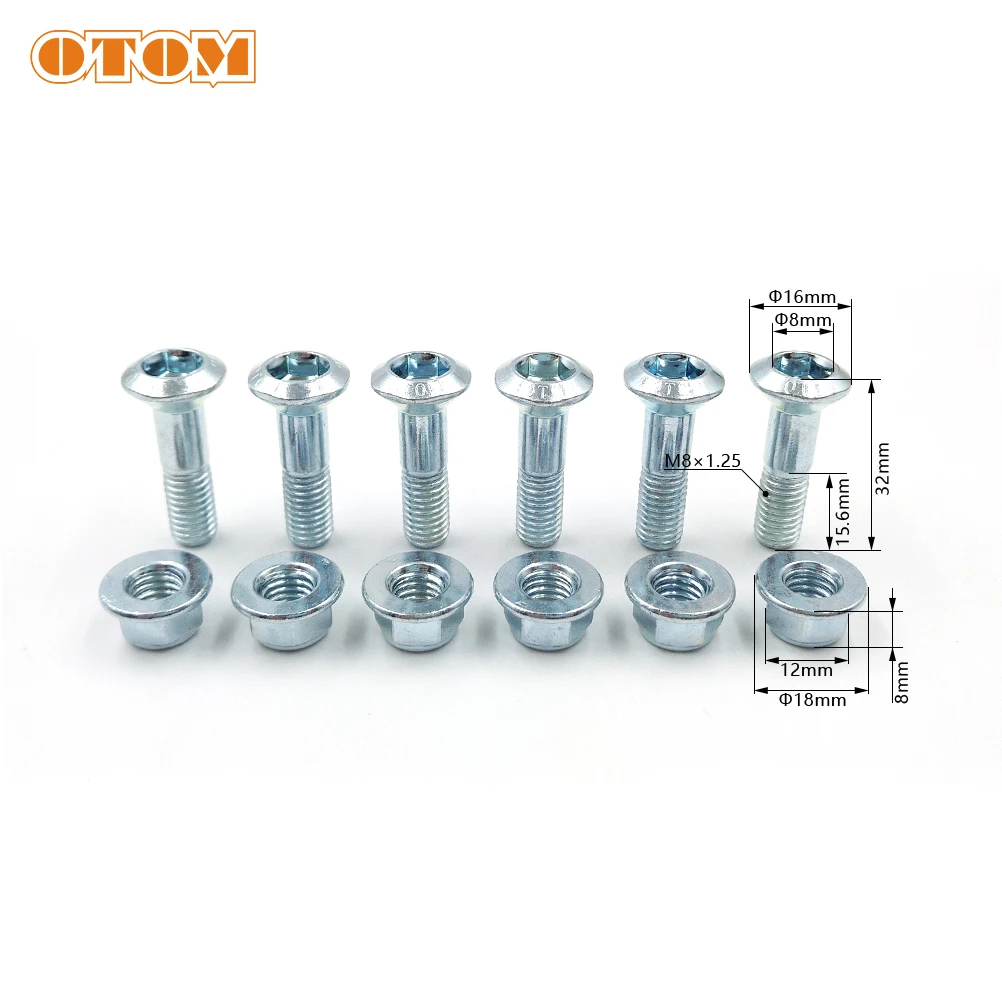 OTOM Motorcycle M8x1.25 Sprocket Bolt Nuts Set Japan Off-road Car Chain Plate Chainwheel Screws For YAMAHA SUZUKI HONDA KAWASAKI