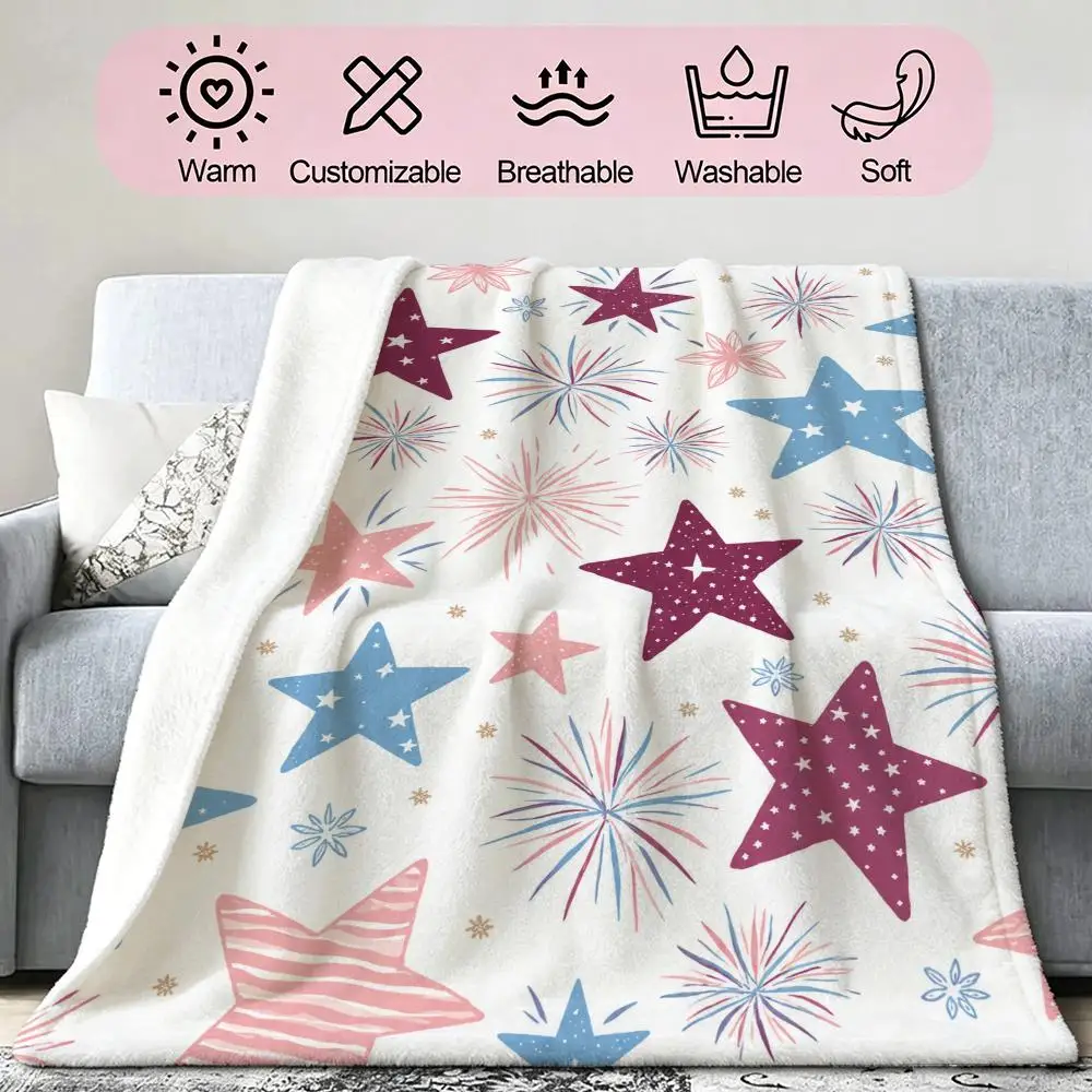 Firework Pattern Gift for Men Throw Soft Cozy Flannel Blanket for Couch Sofa Bed, Mid-Century Modern Art Lover Gift