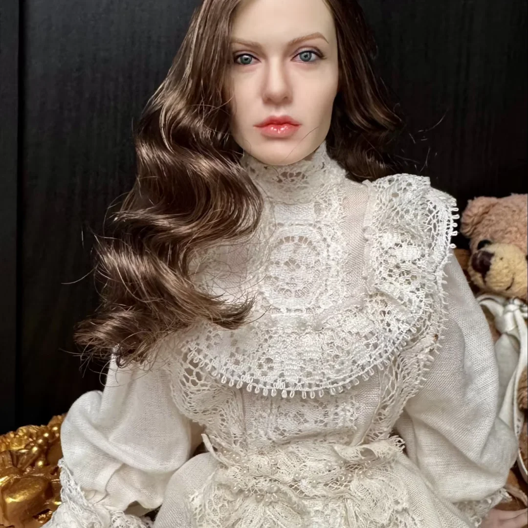 1/6 Angelina Jolie Head Sculpt Curls Actor Star Planted Hair Girl Head Carving  For 12 inch figureTB  Model  Female Figure Body