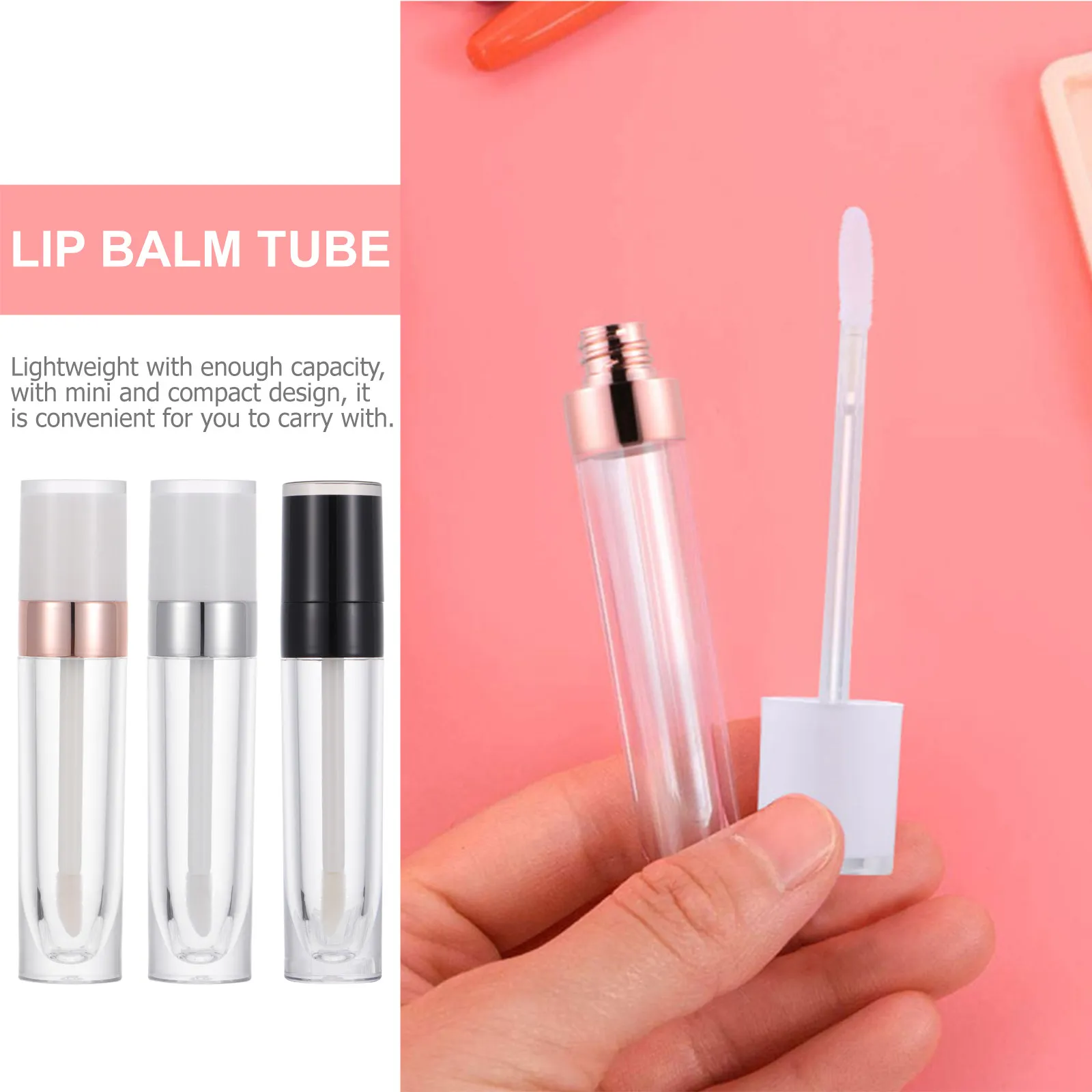 9Pcs Empty Lip Gloss Tubes with Wand Brushes Clear Body Refillable Lightweight Compact Lip Gloss Bottle for Makeup DIY