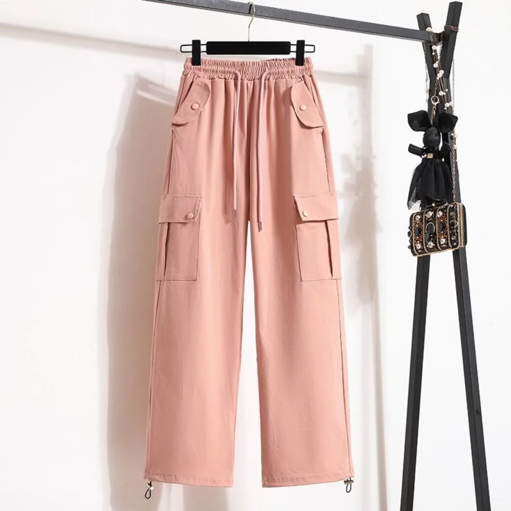 Wide Leg High Street Cargo Women's，Invisible Open Crotch Outdoor Sex，Autumn High Waist Loose Casual Pants，Pulling Rope Style