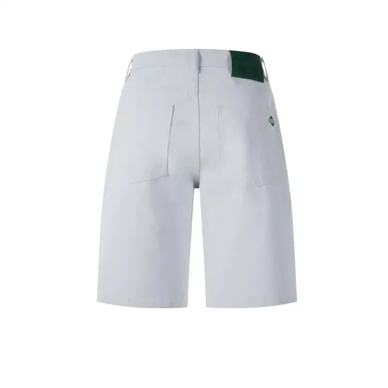 

Мужские белые повседневные джинсовые шорты, модная уличная одежда в корейском стиле, свободный прямой крой средней длины, универсальные брюки для повседневной носки.