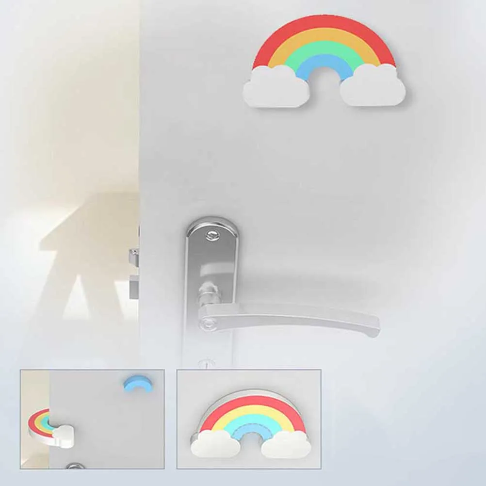 

3PCS Door Crack Anti Clip H Card Stopper Rainbow Pattern Pinch Guard for Finger Protective EVA Material Prevent Slamming Child