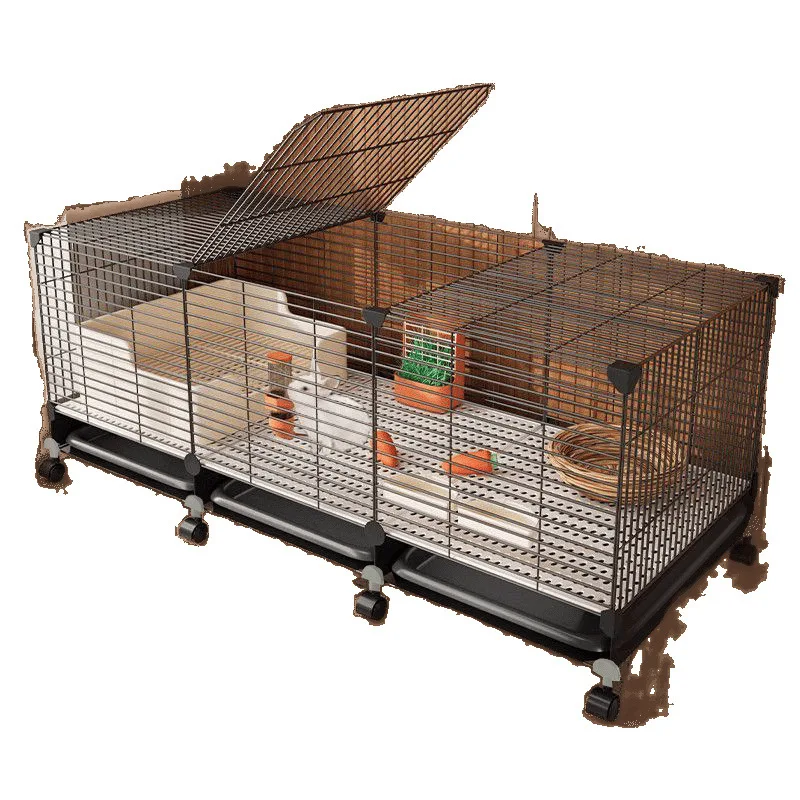 

Rabbit cage household indoor large rabbit cage with toilet automatic manure cleaning guinea pig guinea pig cage pet rabbit