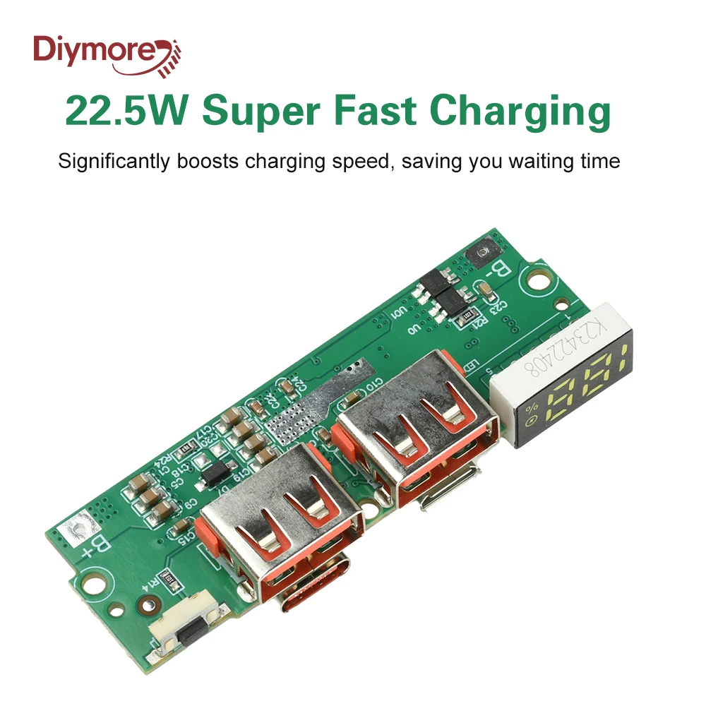 22.5 واط شحن سريع اللوحة الرئيسية قوة البنك لتقوم بها بنفسك وحدة شاحن بطارية ليثيوم مجلس حماية الدائرة 3.7 فولت TypeC/USB/مايكرو USB #1