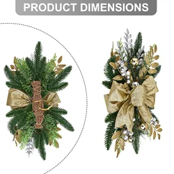 Christmas Swag Wreath Pendants LED Lights Staircase Wreath Ornament Swag Trim Garland Door Window Decoration Party Supplies