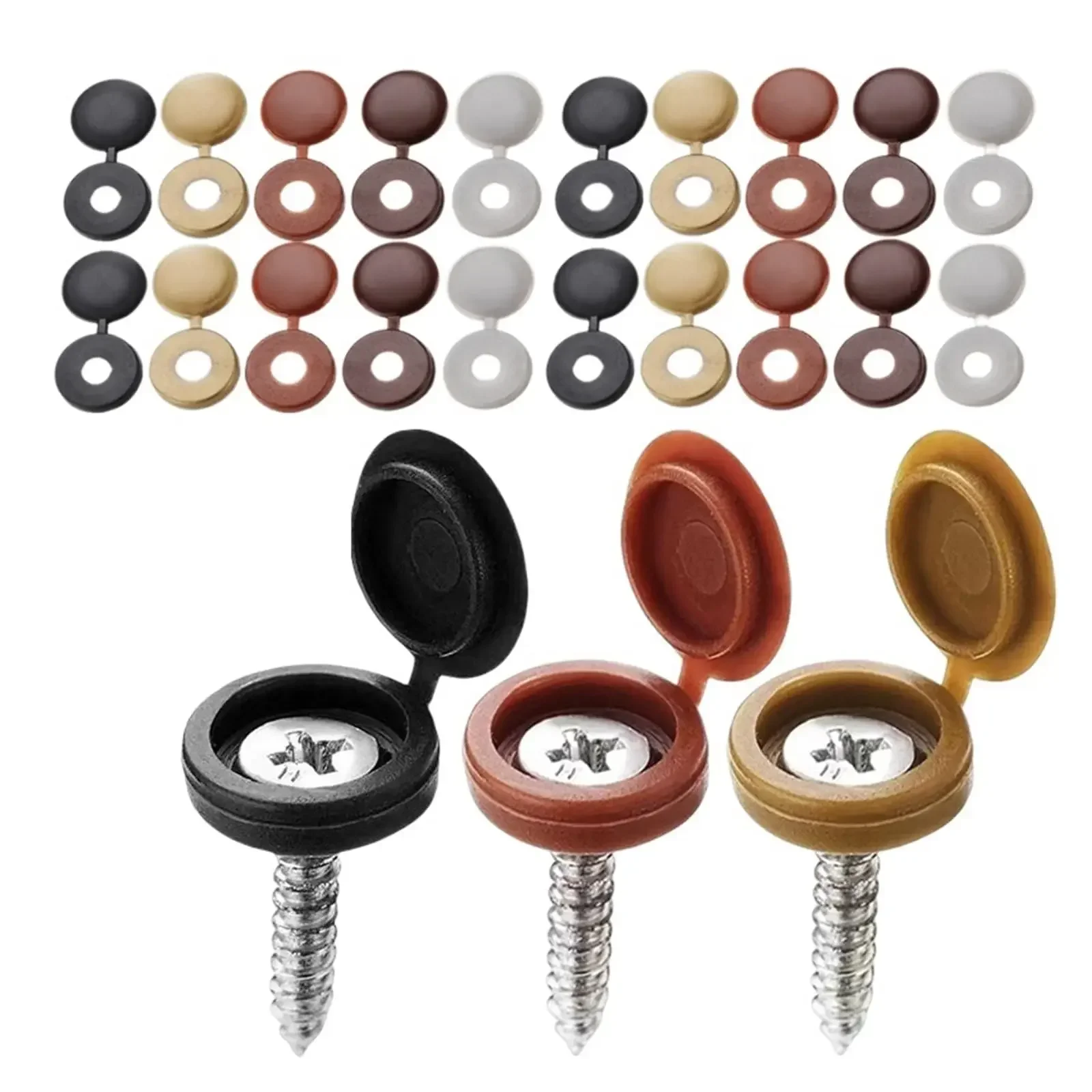 10/100Pcs Nails Screw Caps Plastic Protective Covers  7 Colors Phillips Screw Decorative Cover Cross Screw Folding Cap