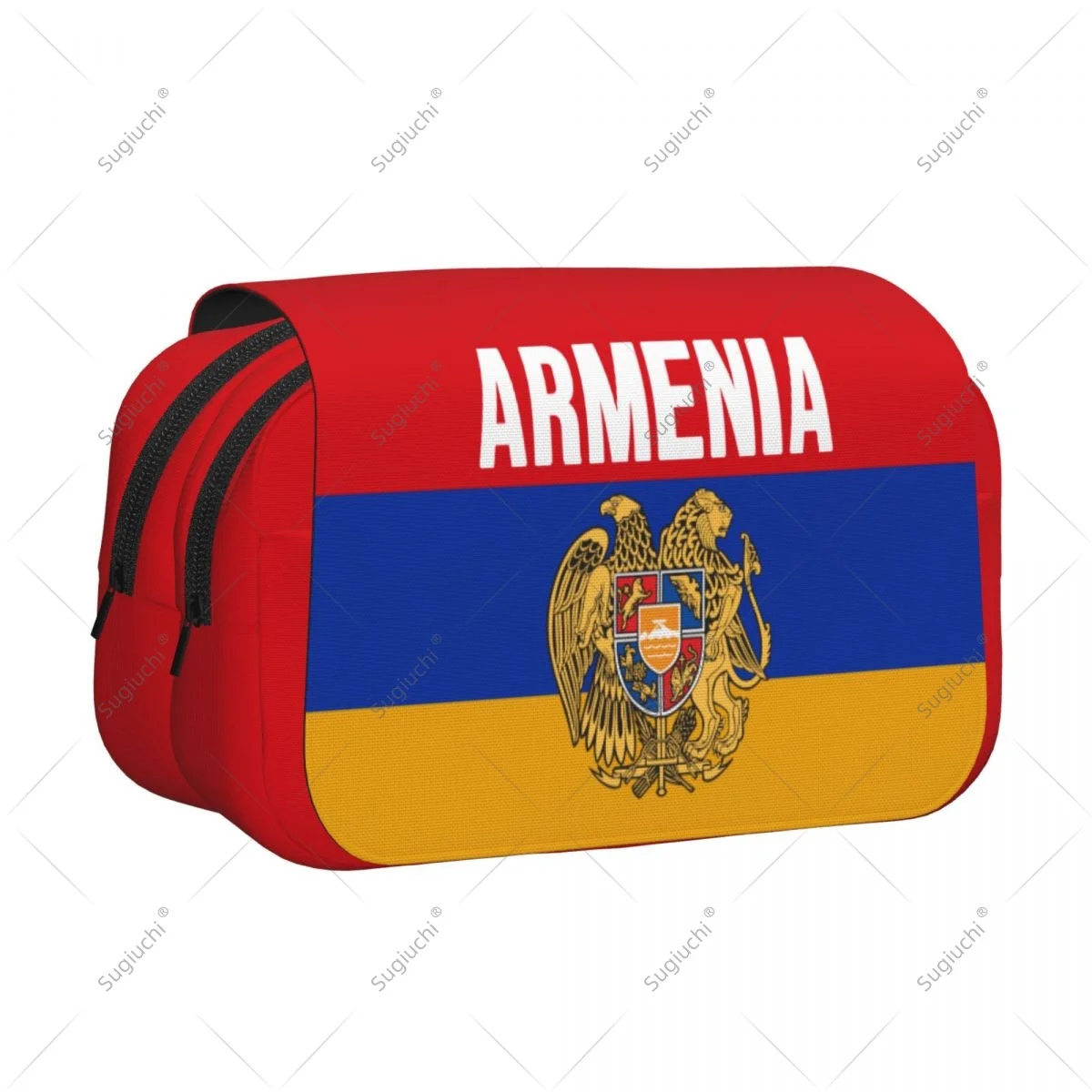 Pencil Case Scissors Bags 3D Armenia Flag Double-layer Oxford Cloth Stationery Storage Pen Box Case
