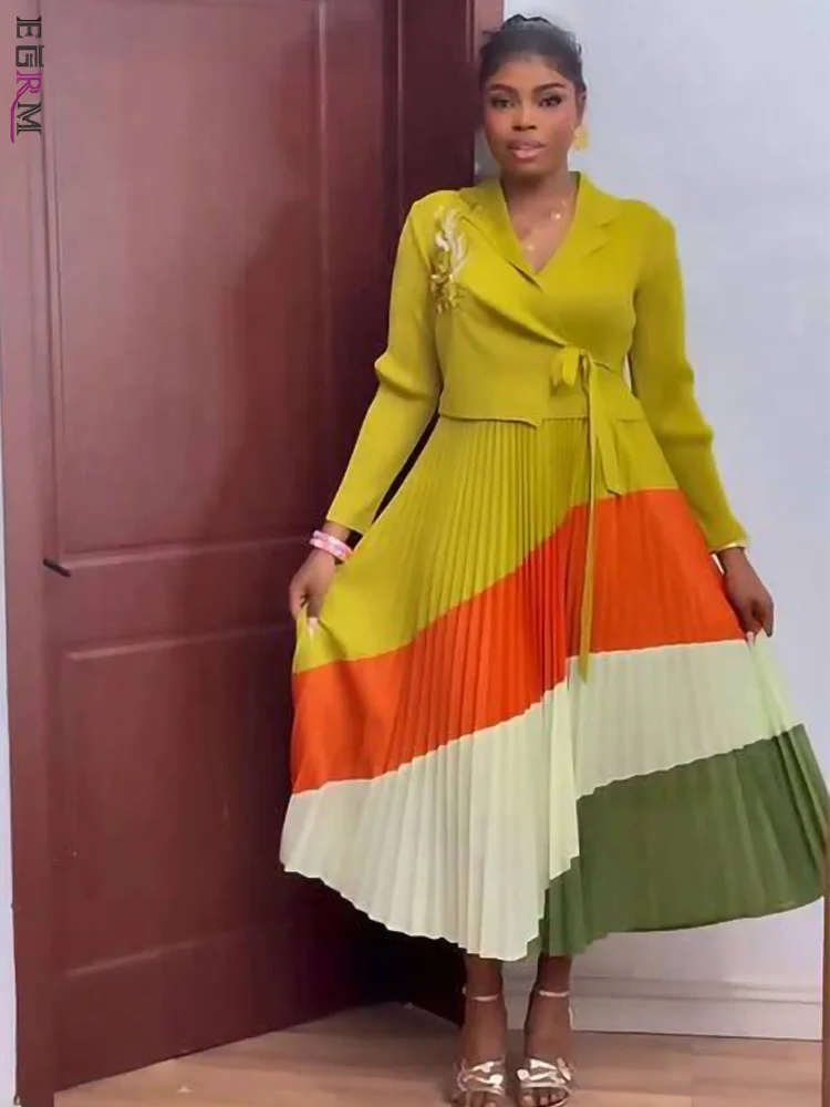 

EGRM Miyake Pleated Dresses Women 2025 Summer Premium Sense Fold Plus Size Women's Pleat Casual Fake Two Piece Pleats Skirt 7R96