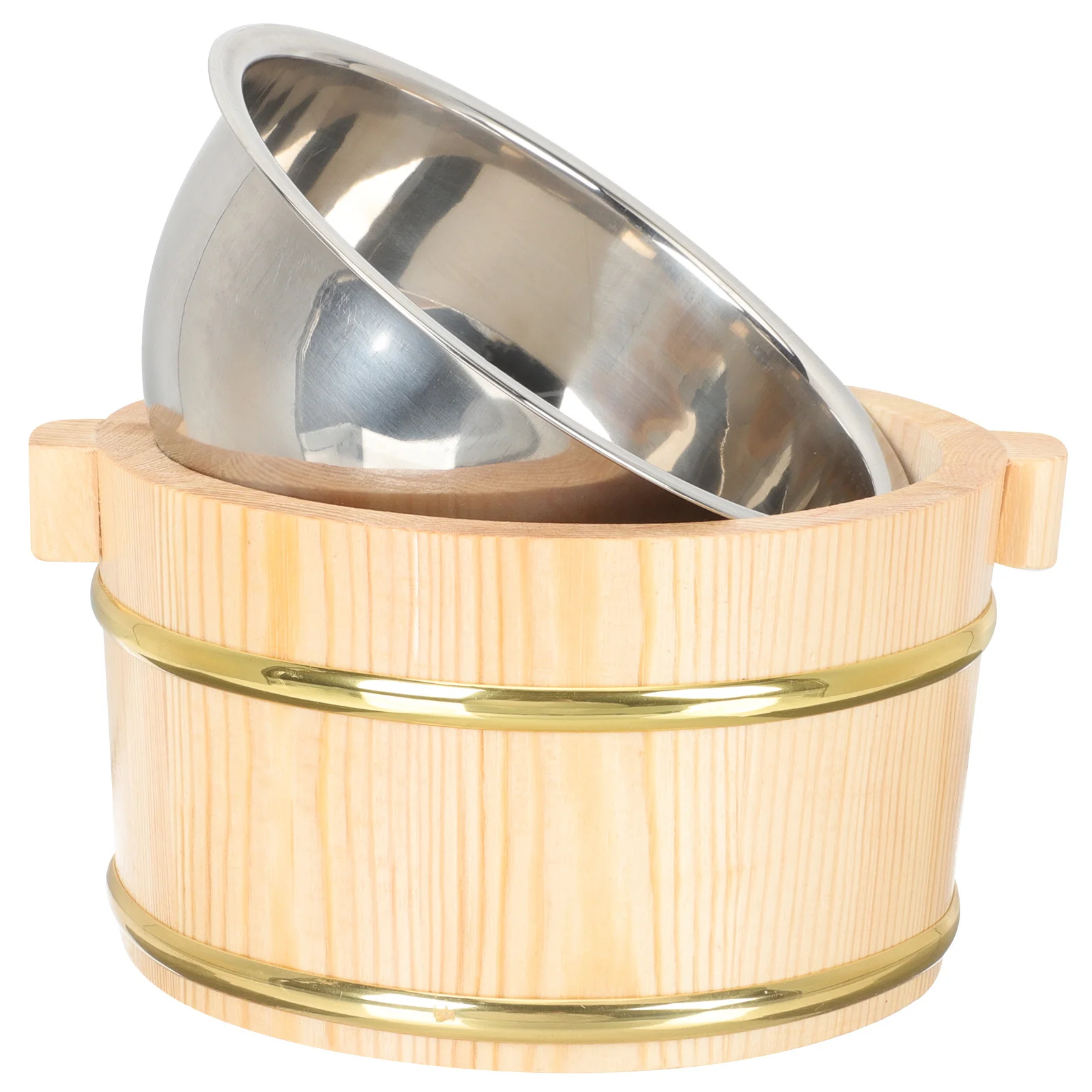 Food Storage Bucket Wooden Sushi Rice Barrel for Cooking Mixing Serving Compact Design Kitchen Dining Utility Container