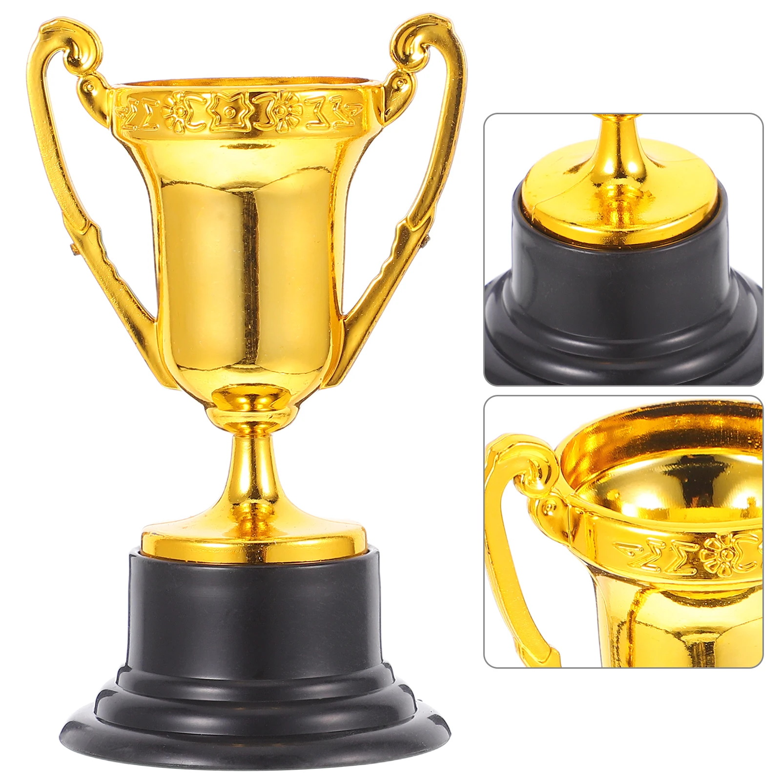 

10pcs Small Trophy Black Base Plastic Golden Cup Kids Prizes Party Game Classroom Rewards Mini Ceremony Award Durability