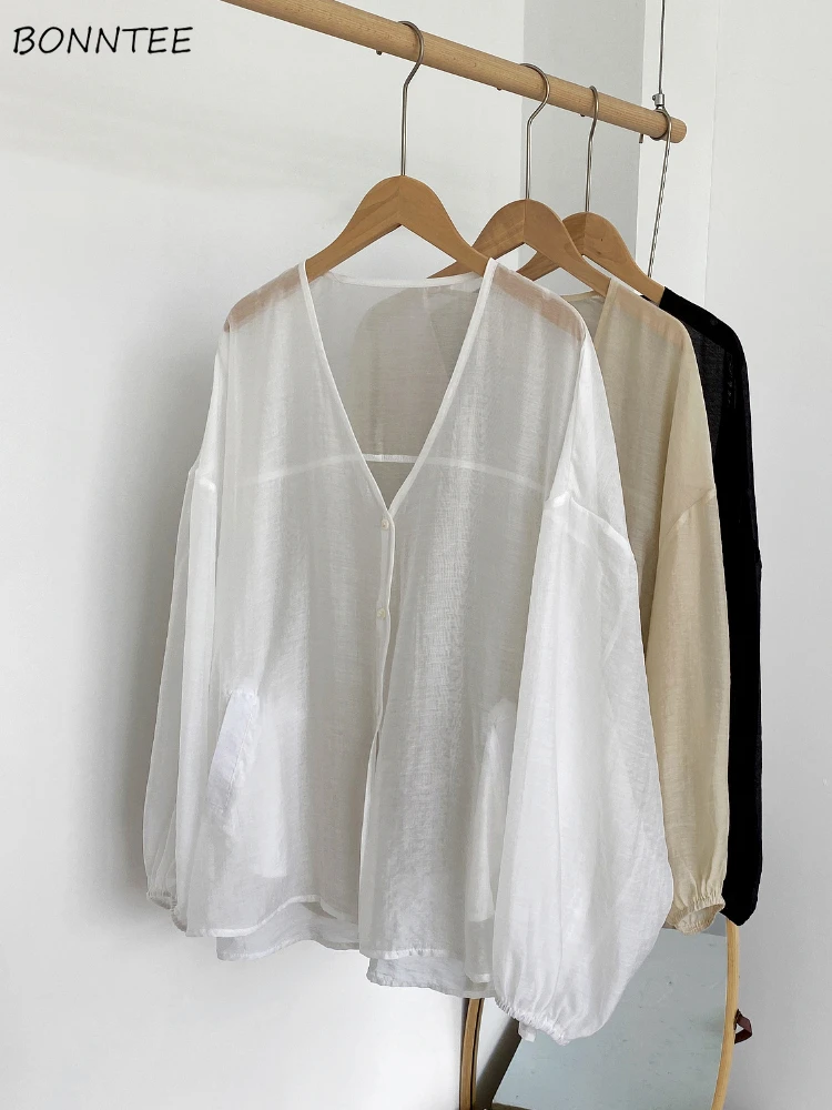 

Рубашки для женщин, свободные тонкие повседневные солнцезащитные топы, нежные уличные простые универсальные корейские модные мягкие дышащие майки Mujer