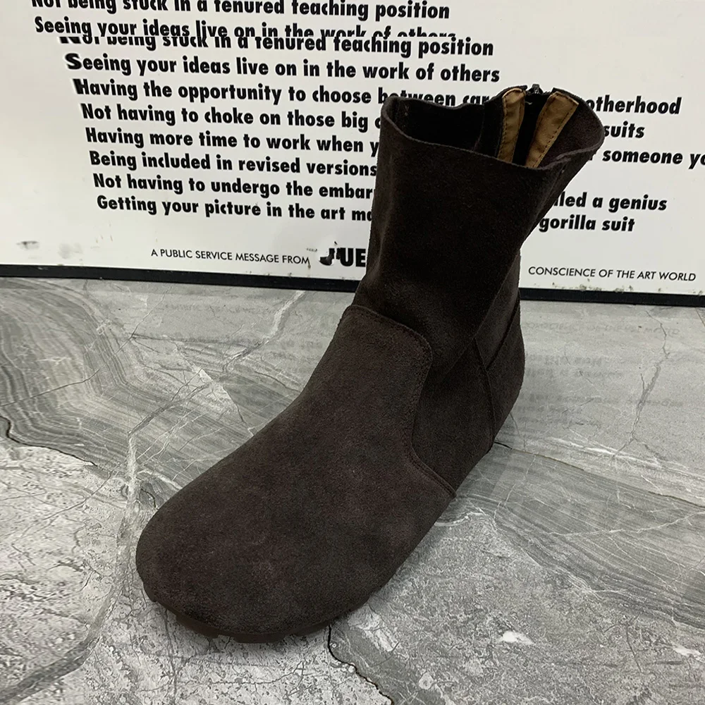 Botas de nieve de cuero antideslizantes para mujer, zapatos de felpa, informales, talla grande, a la moda, Otoño e Invierno