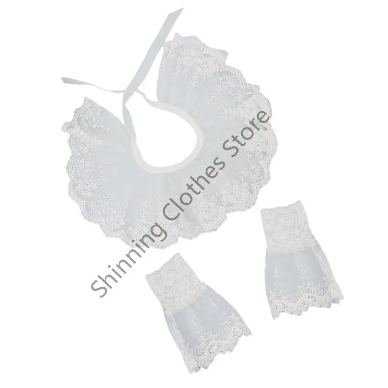 M68A Breathable Multi Layered Lace Collar Detachable Neckpiece For Blouses Tops Elegant Everyday Enhancement