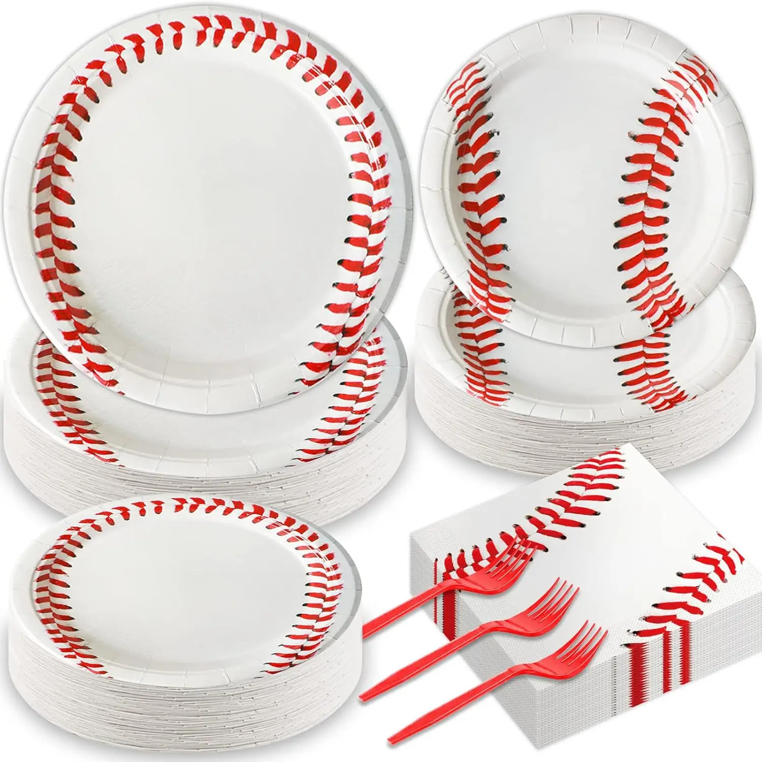 

200 Pcs Baseball Party Plates & Napkins Set for Kids' Birthday Decoration