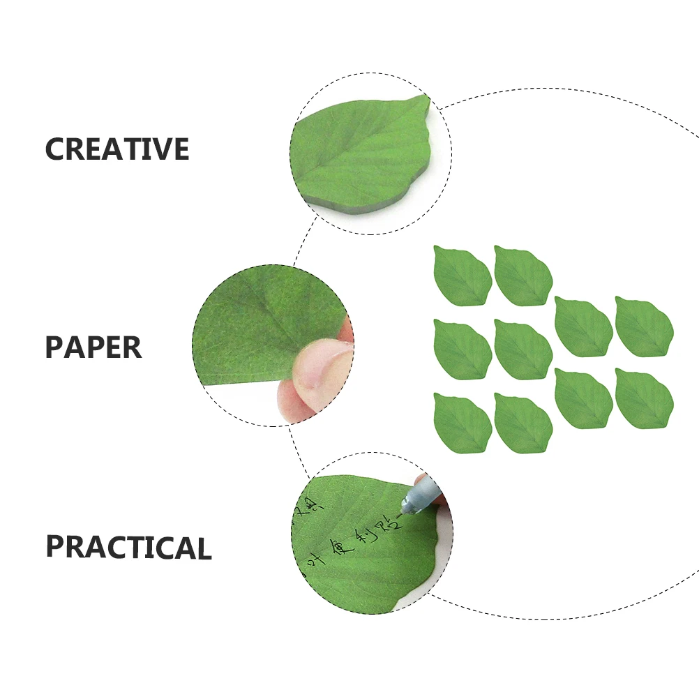 

10pcs Simulation Leaf Shaped Memo Notes Creative Leaf Stickers Removable For Office School Desktop Self-Adhesive Notepads