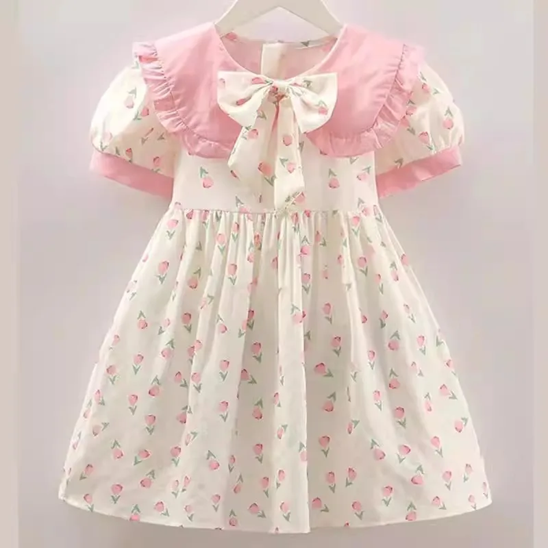 Girls' Floral Dress, New Summer Style Children's Princess Dress, Korean Style, Fresh and Beautiful Dress for Little Girls