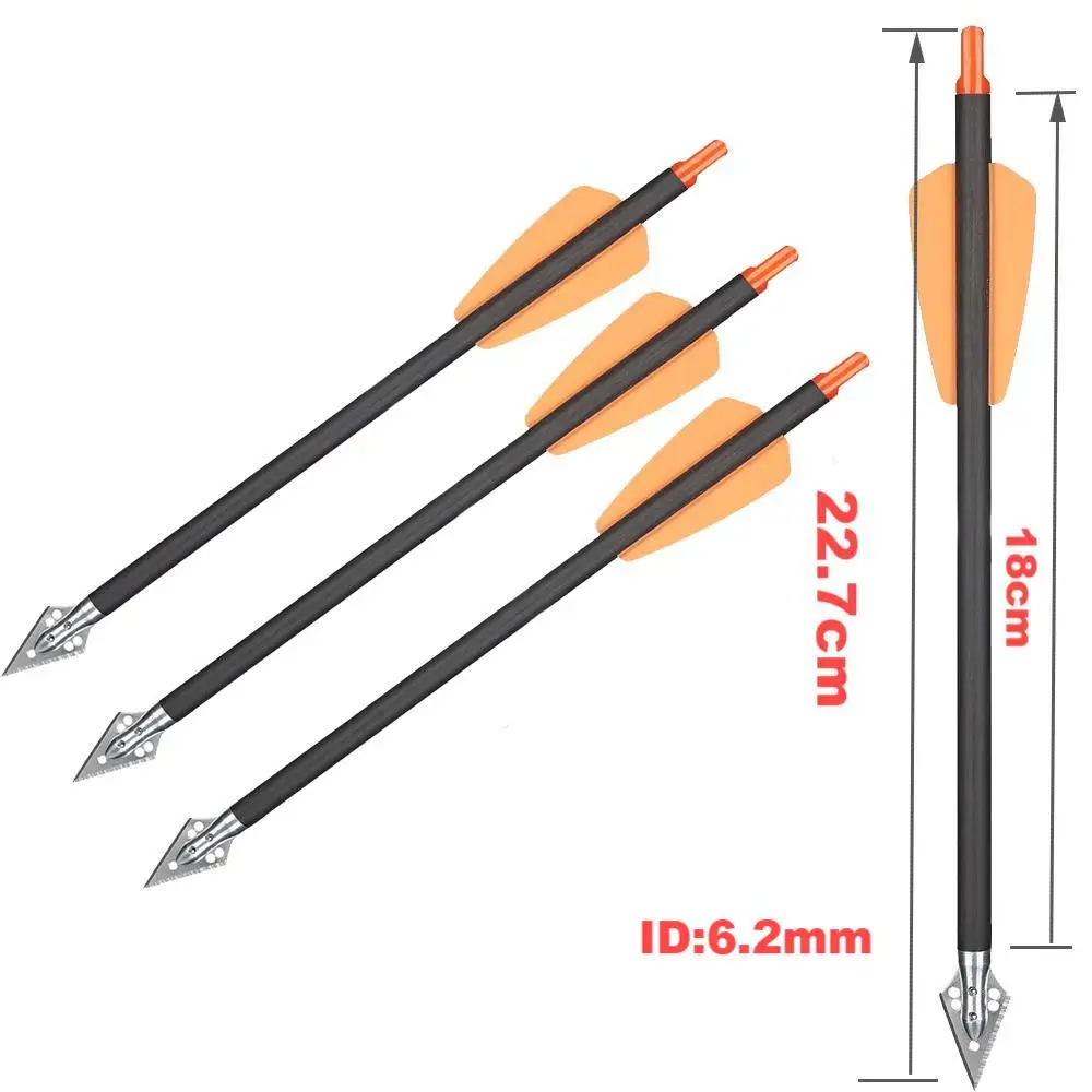 Archery Crossbow Bolts 7.5 Inch R9 Pure Carbon Arrows 6/12/24/36 Fits for Pistol Crossbow 50-80 LBS Outdoor Target Shooting