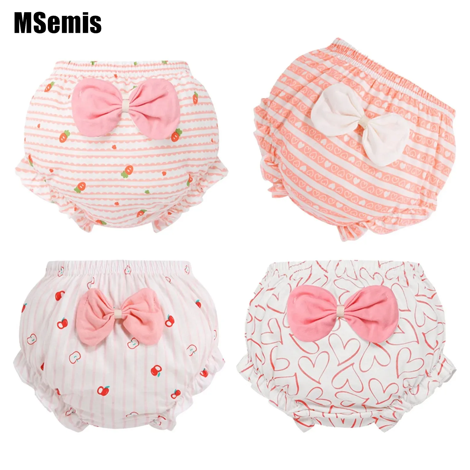 Rosa Baby Kleinkinder Mädchen niedlichen Baumwolle Bloomers Cartoon Print Bowknot kurze Crawl Unterwäsche Komfort Höschen