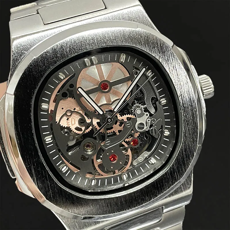 Luxury Skeleton Watches Men Waterproof Automatic Mechanical WristWatch Fashion Business Stianless Steel Clocks 2023 Dropshipping