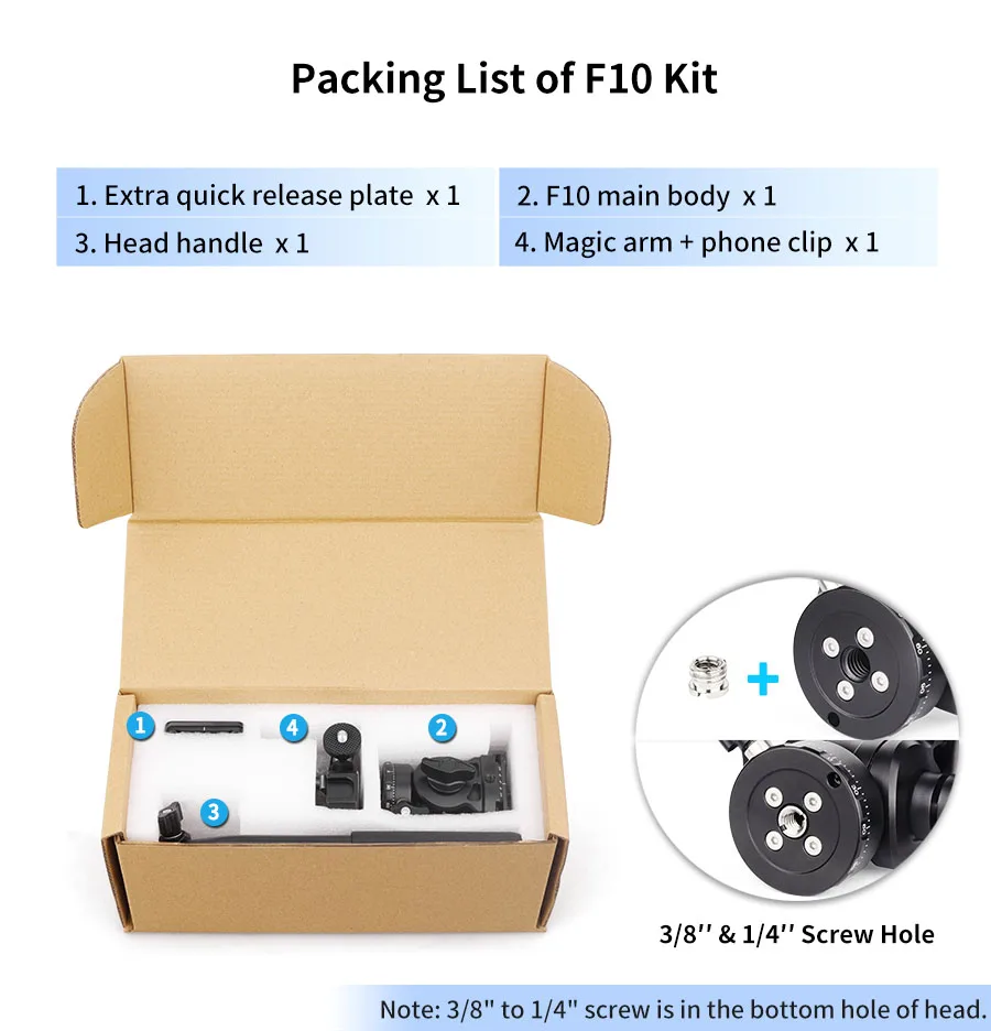 INNOREL F10/F20 Mini Stativ Flüssigkeit Kopf Neigung Kopf, Metall Kamera Video Stativ Kopf mit Arca Swiss Q.R.Platten für Video DSLR Kamera – Detail 10