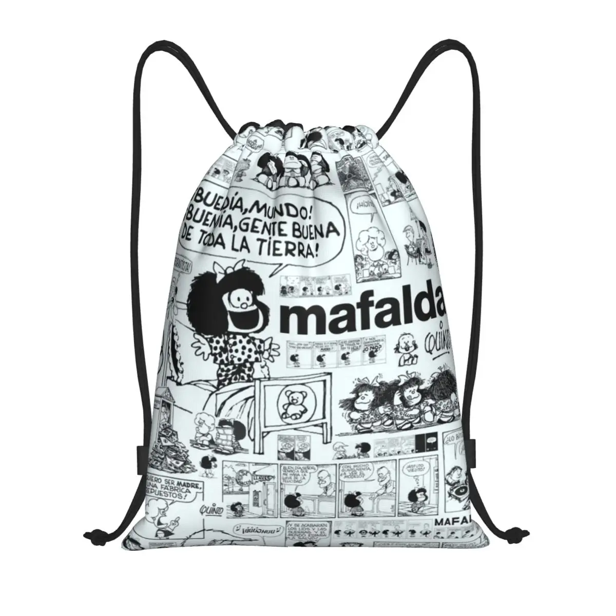 Custom Manga Mafalda Quino Cartoon Drawstring Bags for Shopping Yoga Backpacks Men Women Sports Gym Sackpack